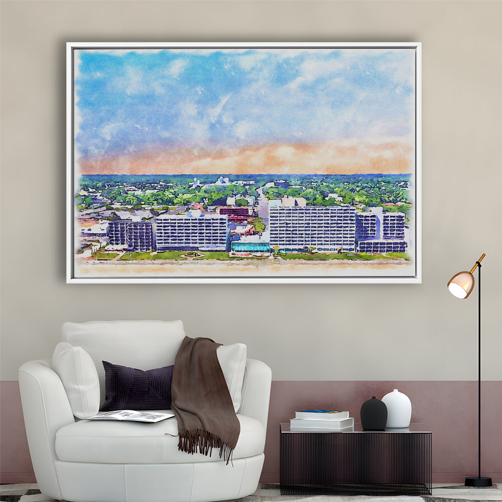 Virginia Beach Watercolor, Virginia Beach Virginia, Sport Gift Art, Framed Canvas Print Wall Art