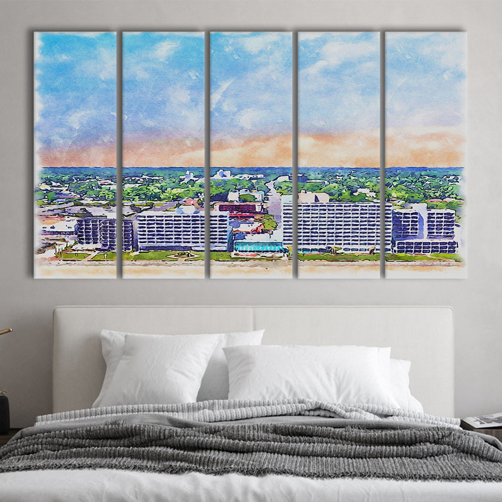 Virginia Beach Watercolor, Virginia Beach Virginia, Sport Art, Extra Large Canvas Print Wall Art