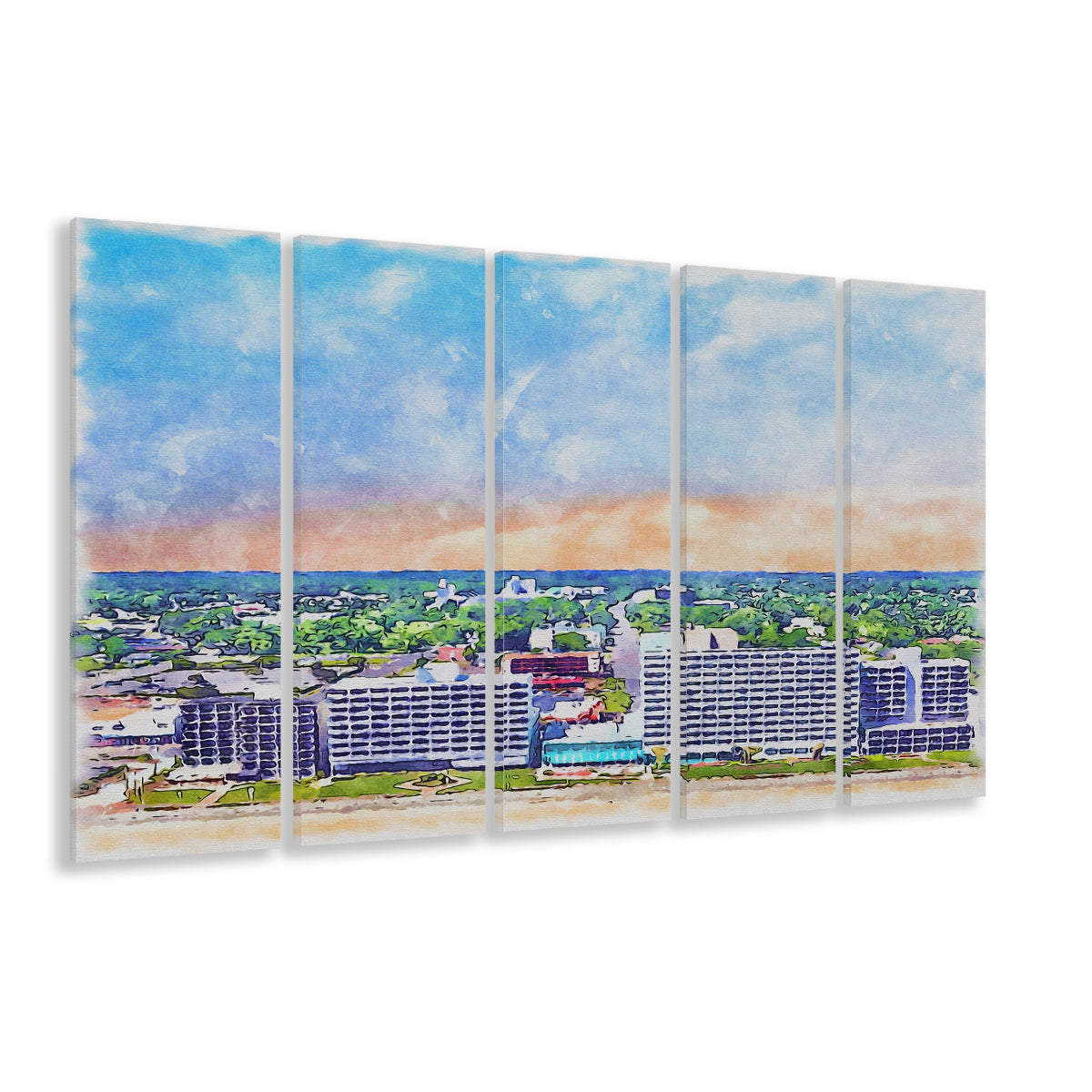Virginia Beach Watercolor, Virginia Beach Virginia, Sport Art, Extra Large Canvas Print Wall Art