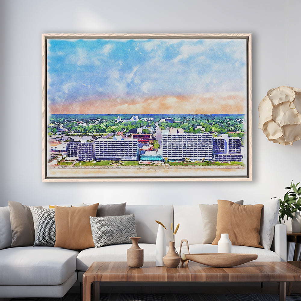 Virginia Beach Watercolor, Virginia Beach Virginia, Sport Gift Art, Framed Canvas Print Wall Art