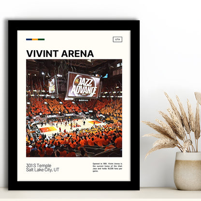 Vivint Arena Print, Utah Jazz Stadium Art, Gifts for him, Sport Art, Framed Art Print Wall Decor