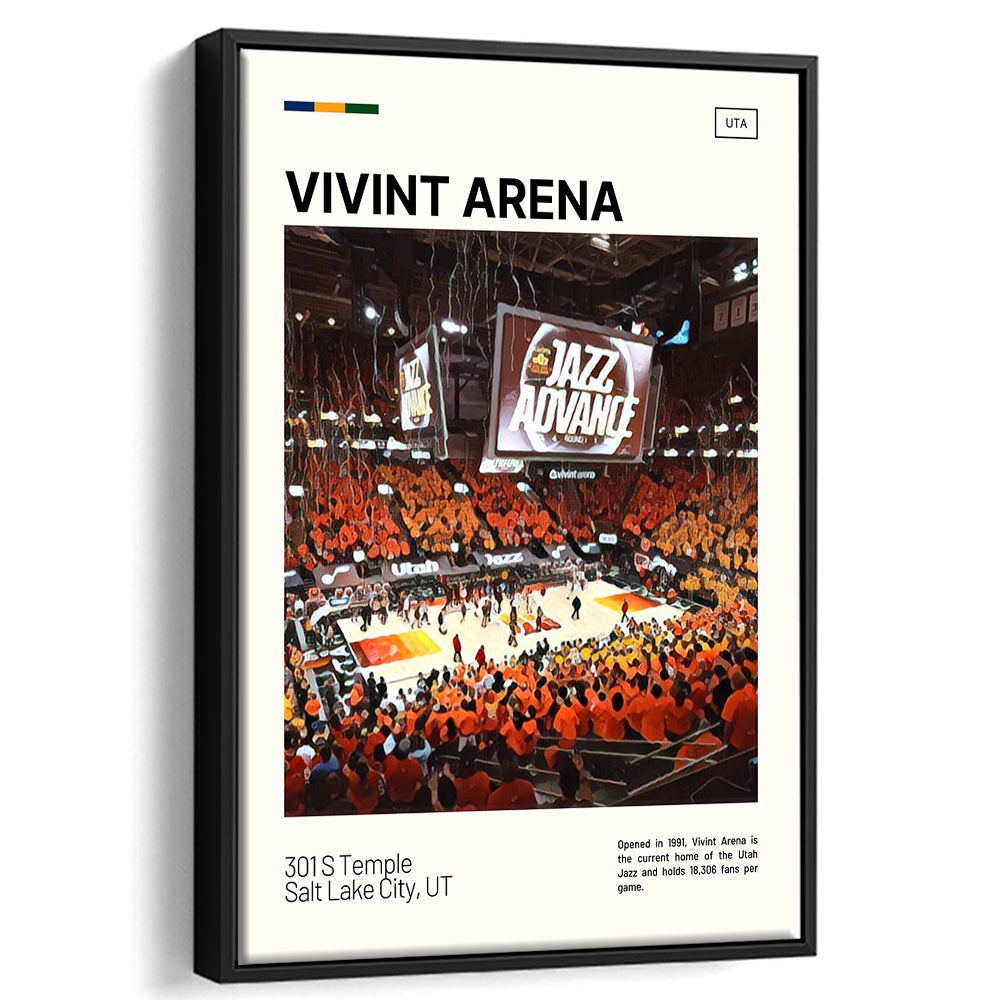 Vivint Arena Print, Utah Jazz Stadium Canvas Art, Man Cave Gift, Floating Framed Canvas Print Wall Art