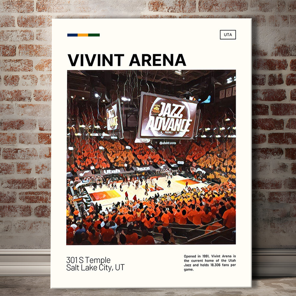 Vivint Arena Print, Utah Jazz Stadium Canvas Art, Fan Gifts, Sport Art, Canvas Print Wall Art