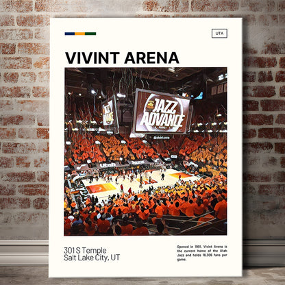 Vivint Arena Print, Utah Jazz Stadium Canvas Art, Fan Gifts, Sport Art, Canvas Print Wall Art