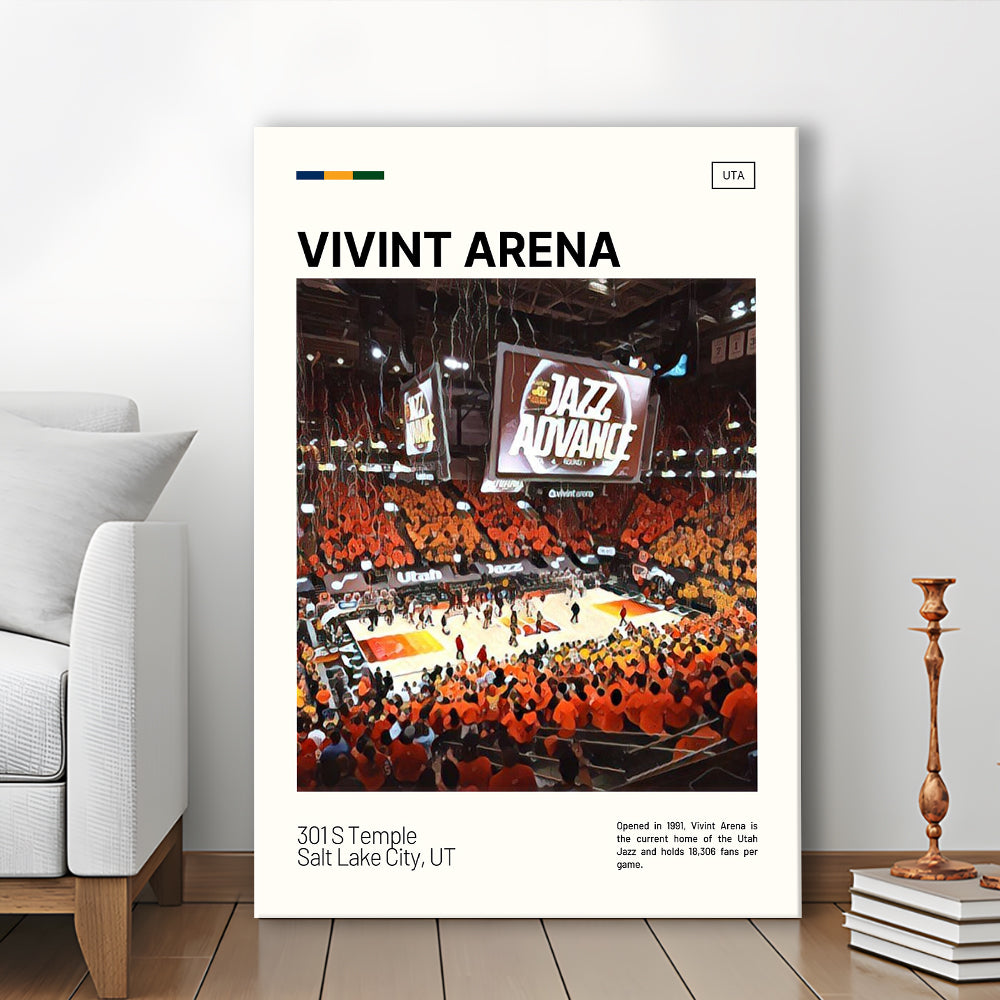 Vivint Arena Print, Utah Jazz Stadium Canvas Art, Fan Gifts, Sport Art, Canvas Print Wall Art