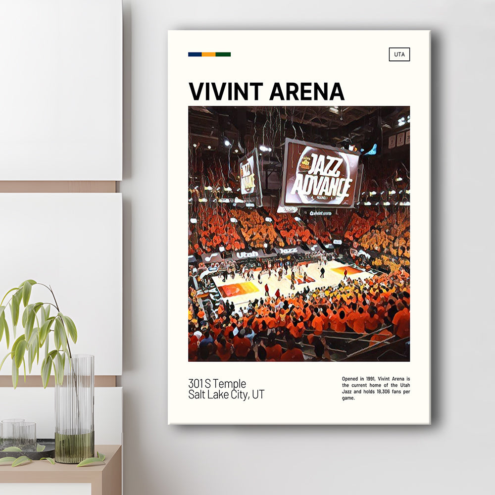 Vivint Arena Print, Utah Jazz Stadium Canvas Art, Fan Gifts, Sport Art, Canvas Print Wall Art