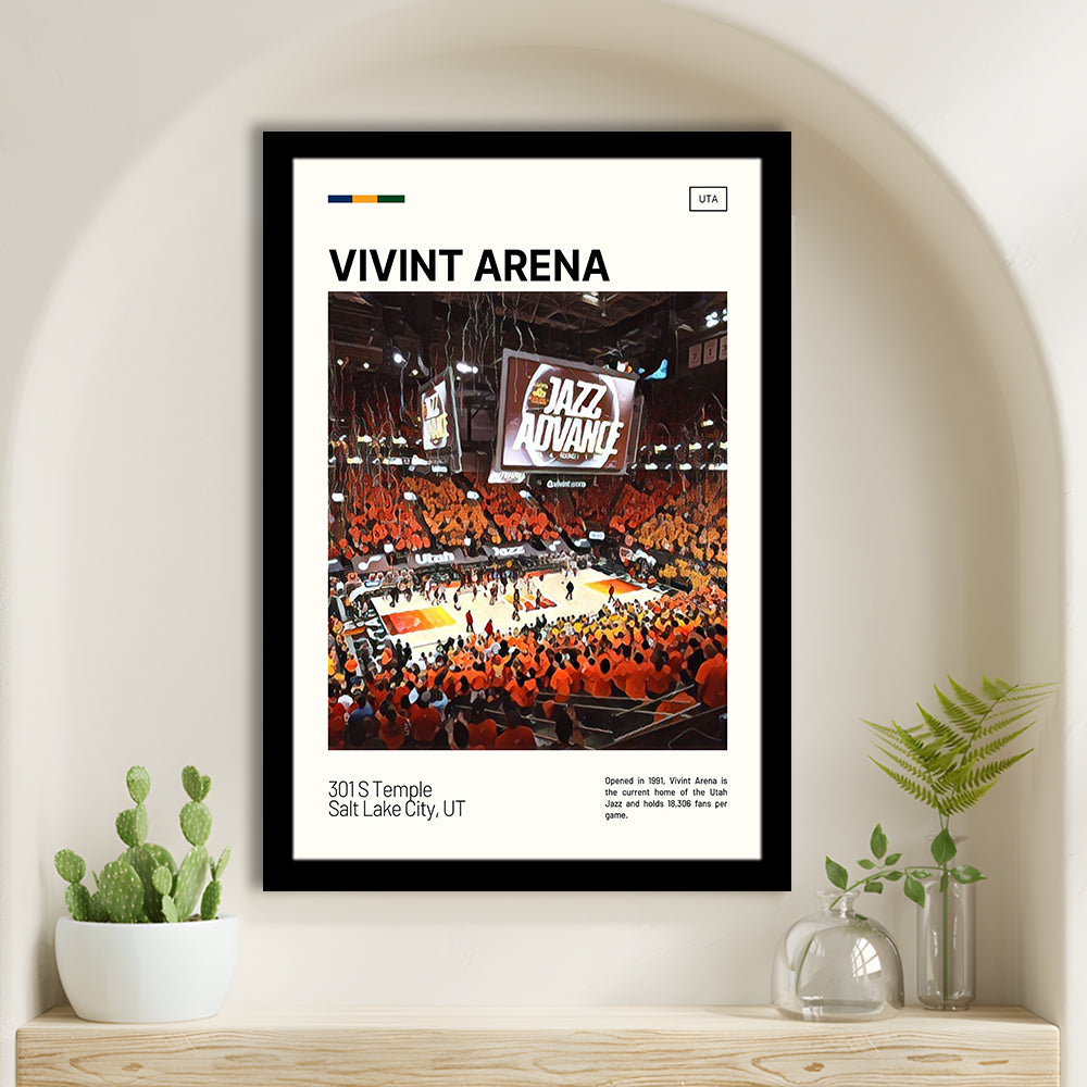 Vivint Arena Print, Utah Jazz Stadium Art, Gifts for him, Sport Art, Framed Art Print Wall Decor