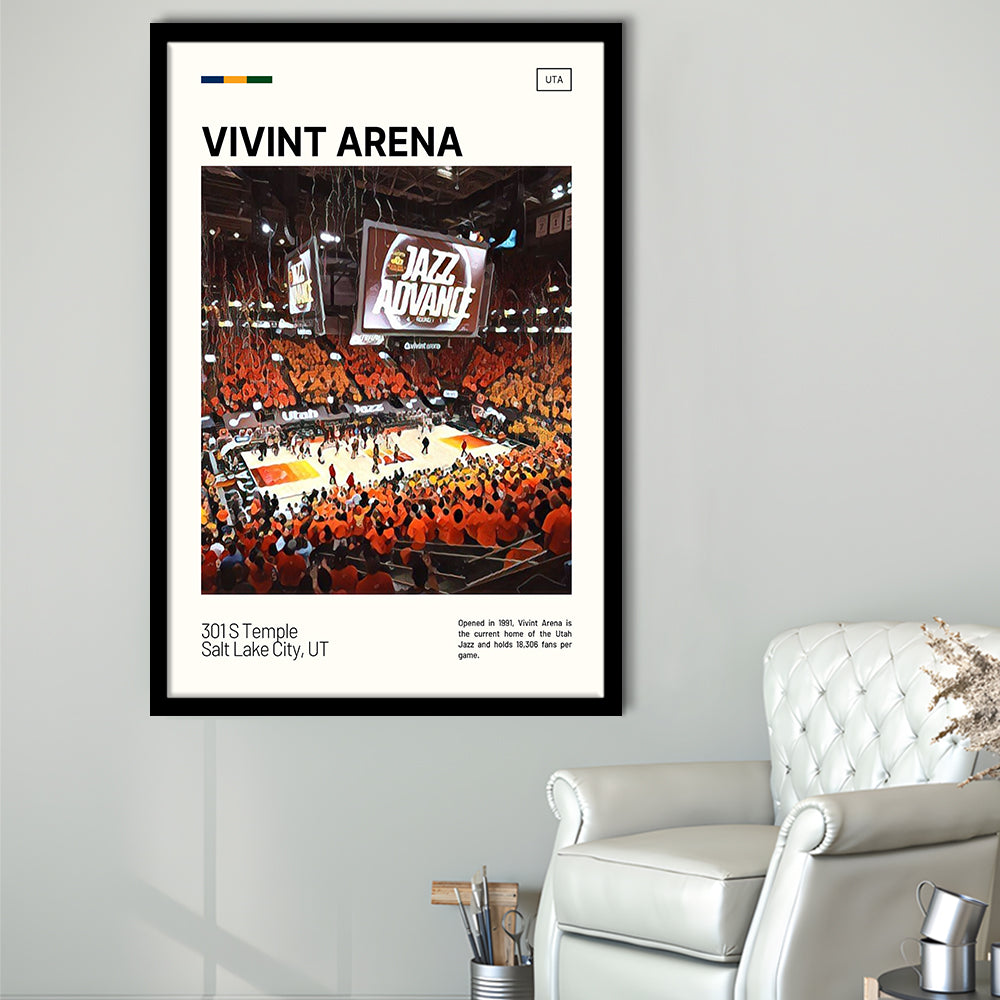 Vivint Arena Print, Utah Jazz Stadium Art, Gifts for him, Sport Art, Framed Art Print Wall Decor