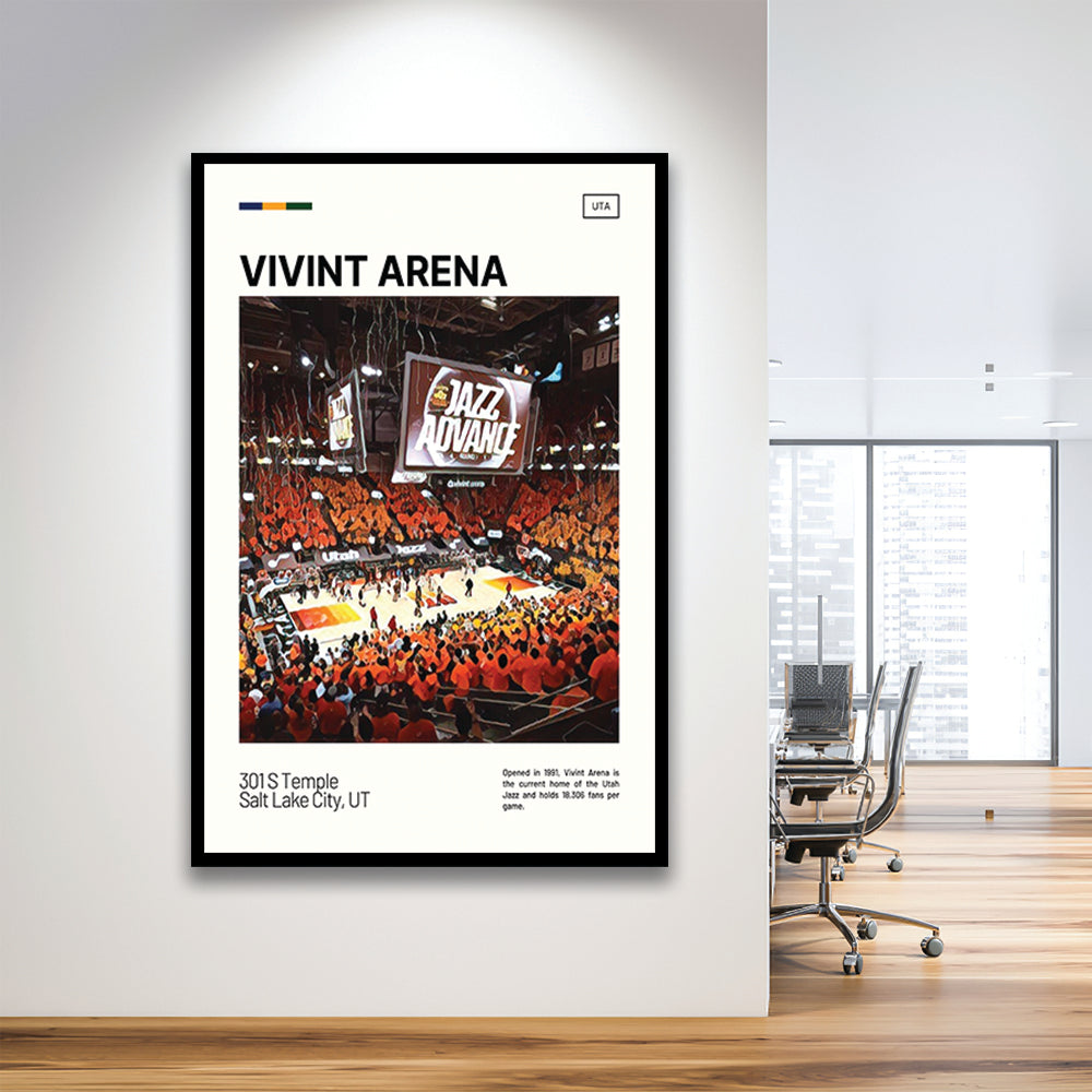 Vivint Arena Print, Utah Jazz Stadium Art, Gifts for him, Sport Art, Framed Art Print Wall Decor