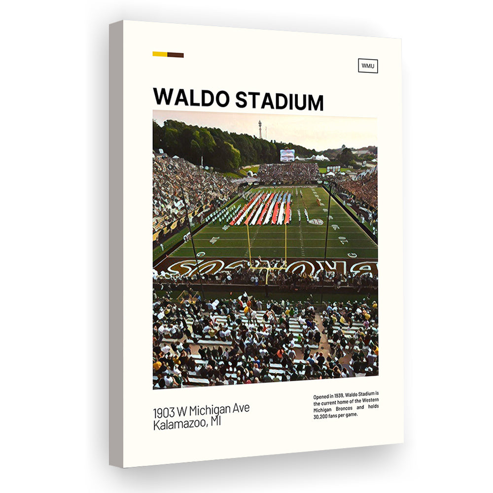 Waldo Stadium Print, Western Michigan Broncos Stadium Canvas Art, Fan Gifts, Sport Art, Canvas Print Wall Art