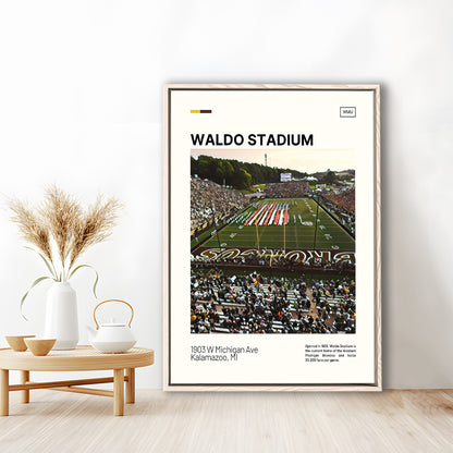 Waldo Stadium Print, Western Michigan Broncos Stadium Canvas Art, Man Cave Gift, Floating Framed Canvas Print Wall Art