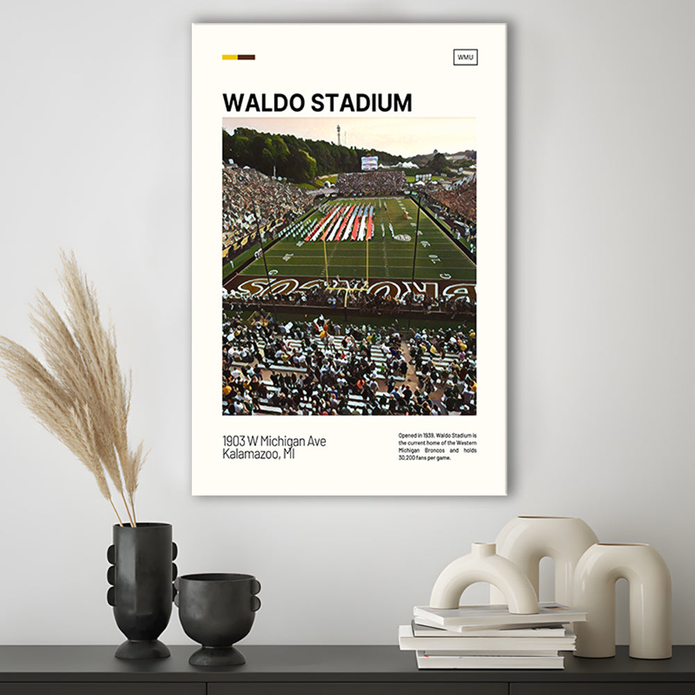 Waldo Stadium Print, Western Michigan Broncos Stadium Canvas Art, Fan Gifts, Sport Art, Canvas Print Wall Art