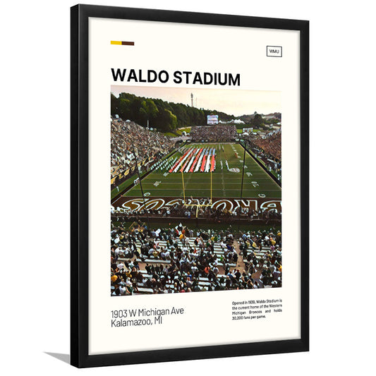 Waldo Stadium Print, Western Michigan Broncos Stadium Art, Gifts for him, Sport Art, Framed Art Print Wall Decor
