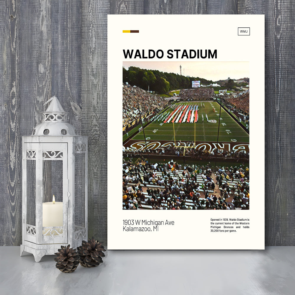 Waldo Stadium Print, Western Michigan Broncos Stadium Canvas Art, Fan Gifts, Sport Art, Canvas Print Wall Art