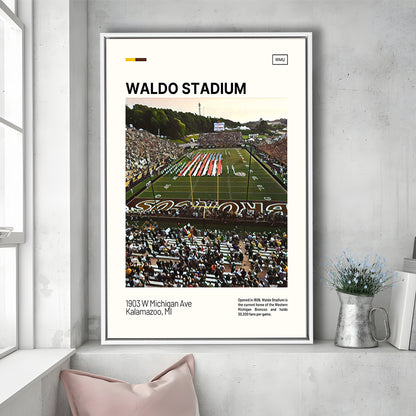 Waldo Stadium Print, Western Michigan Broncos Stadium Canvas Art, Man Cave Gift, Floating Framed Canvas Print Wall Art