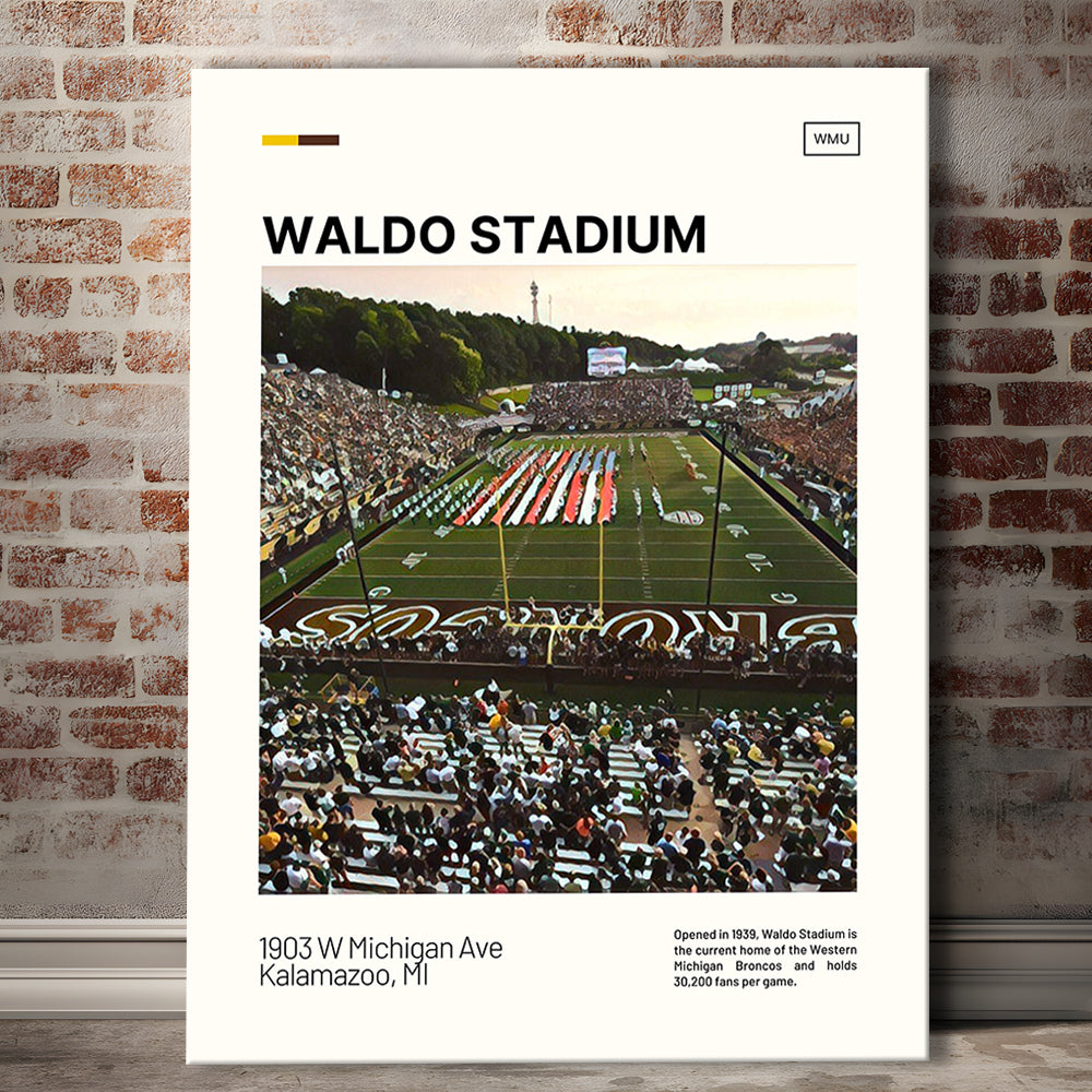 Waldo Stadium Print, Western Michigan Broncos Stadium Canvas Art, Fan Gifts, Sport Art, Canvas Print Wall Art