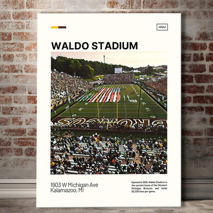 Waldo Stadium Print, Western Michigan Broncos Stadium Canvas Art, Fan Gifts, Sport Art, Canvas Print Wall Art