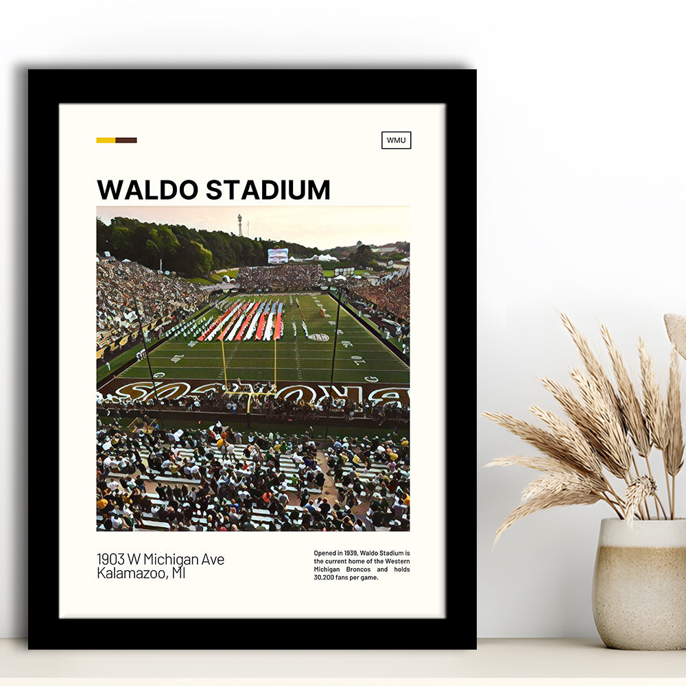 Waldo Stadium Print, Western Michigan Broncos Stadium Art, Gifts for him, Sport Art, Framed Art Print Wall Decor
