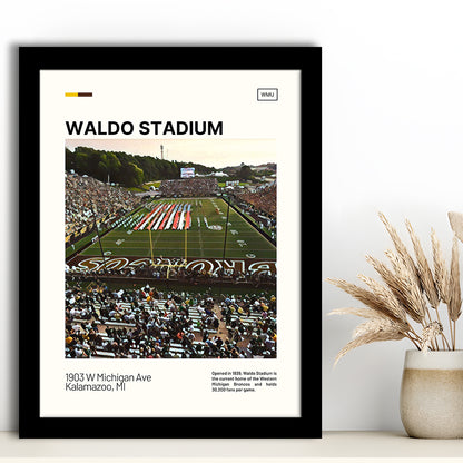 Waldo Stadium Print, Western Michigan Broncos Stadium Art, Gifts for him, Sport Art, Framed Art Print Wall Decor