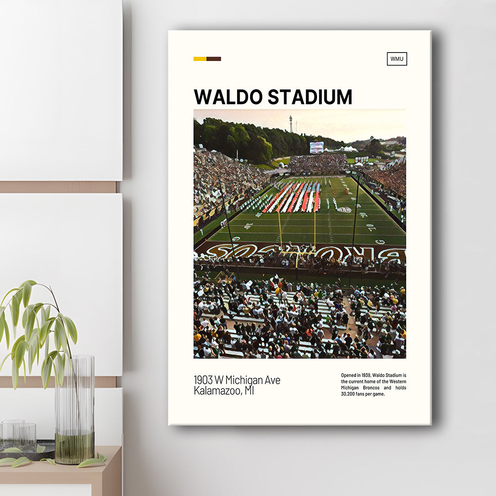 Waldo Stadium Print, Western Michigan Broncos Stadium Canvas Art, Fan Gifts, Sport Art, Canvas Print Wall Art