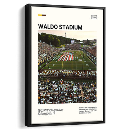 Waldo Stadium Print, Western Michigan Broncos Stadium Canvas Art, Man Cave Gift, Floating Framed Canvas Print Wall Art