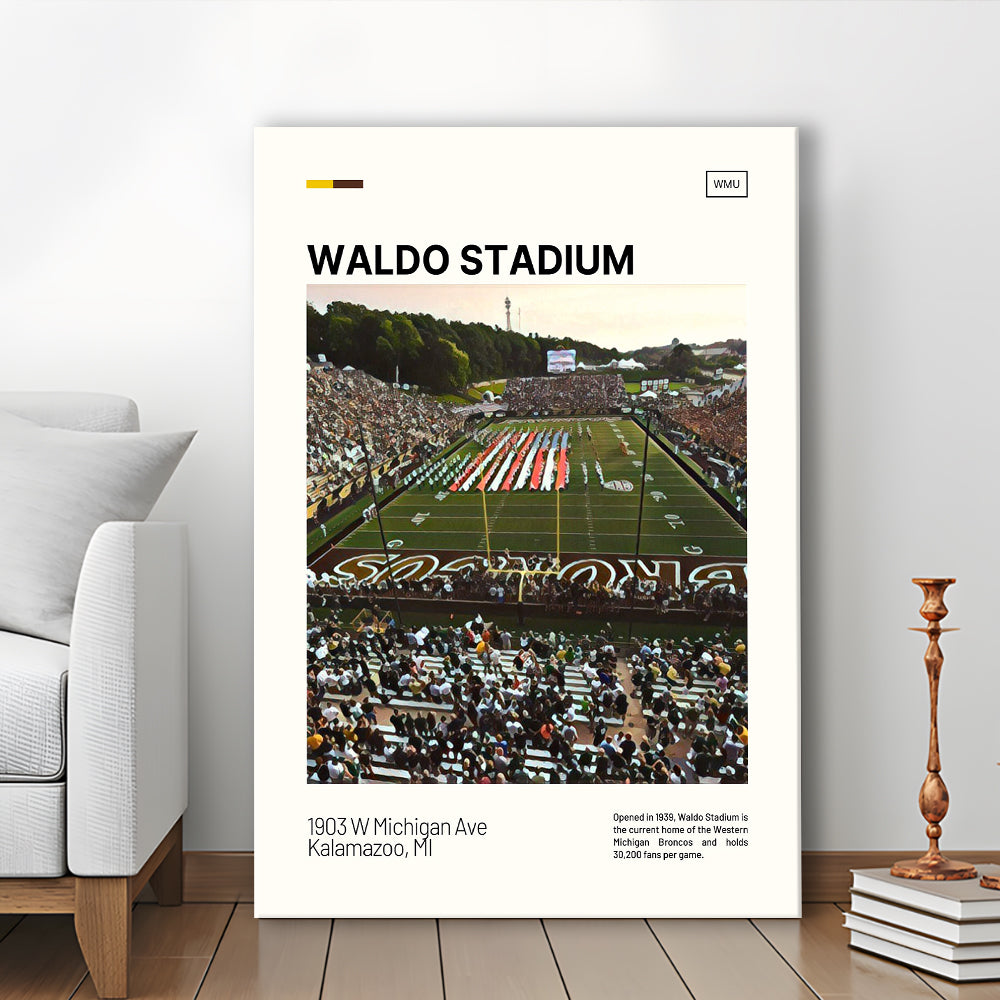 Waldo Stadium Print, Western Michigan Broncos Stadium Canvas Art, Fan Gifts, Sport Art, Canvas Print Wall Art