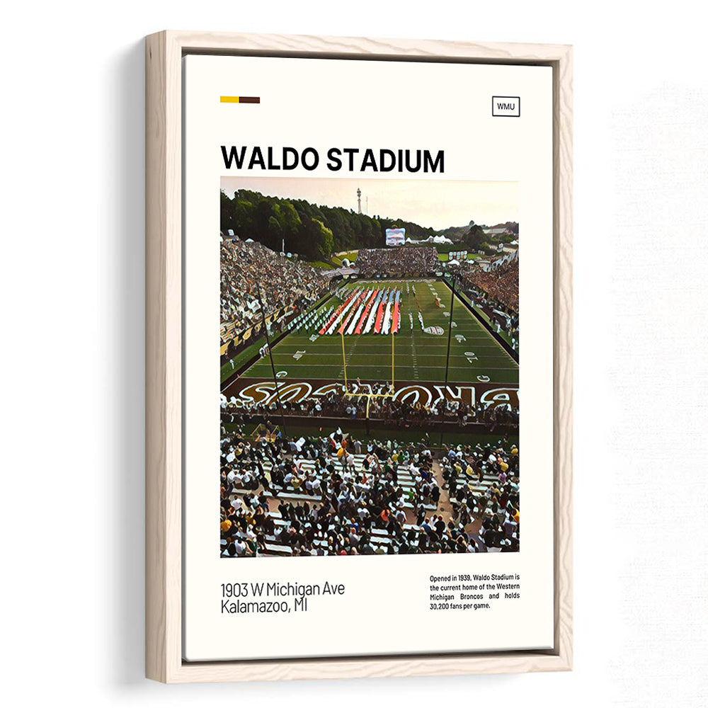 Waldo Stadium Print, Western Michigan Broncos Stadium Canvas Art, Man Cave Gift, Floating Framed Canvas Print Wall Art