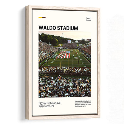 Waldo Stadium Print, Western Michigan Broncos Stadium Canvas Art, Man Cave Gift, Floating Framed Canvas Print Wall Art