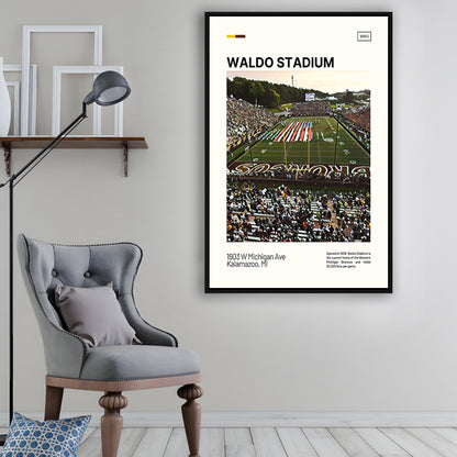 Waldo Stadium Print, Western Michigan Broncos Stadium Canvas Art, Man Cave Gift, Floating Framed Canvas Print Wall Art