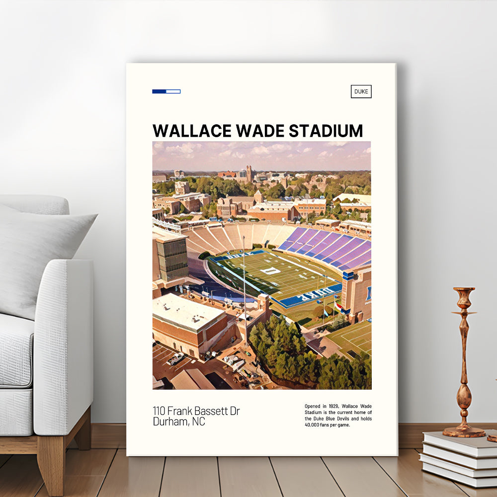 Wallace Wade Stadium Print, Duke Blue Devils Stadium Canvas Art, Fan Gifts, Sport Art, Canvas Print Wall Art
