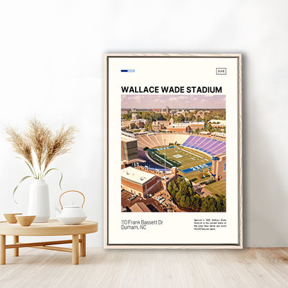 Wallace Wade Stadium Print, Duke Blue Devils Stadium Canvas Art, Man Cave Gift, Floating Framed Canvas Print Wall Art