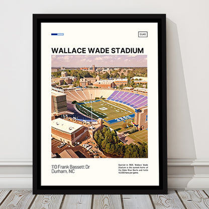 Wallace Wade Stadium Print, Duke Blue Devils Stadium Canvas Art, Man Cave Gift, Floating Framed Canvas Print Wall Art