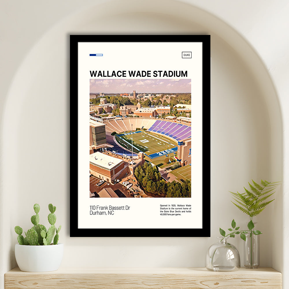 Wallace Wade Stadium Print, Duke Blue Devils Stadium Art, Gifts for him, Sport Art, Framed Art Print Wall Decor