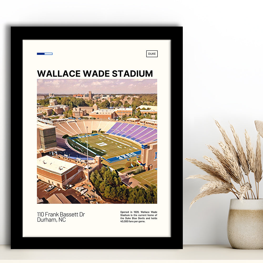 Wallace Wade Stadium Print, Duke Blue Devils Stadium Art, Gifts for him, Sport Art, Framed Art Print Wall Decor