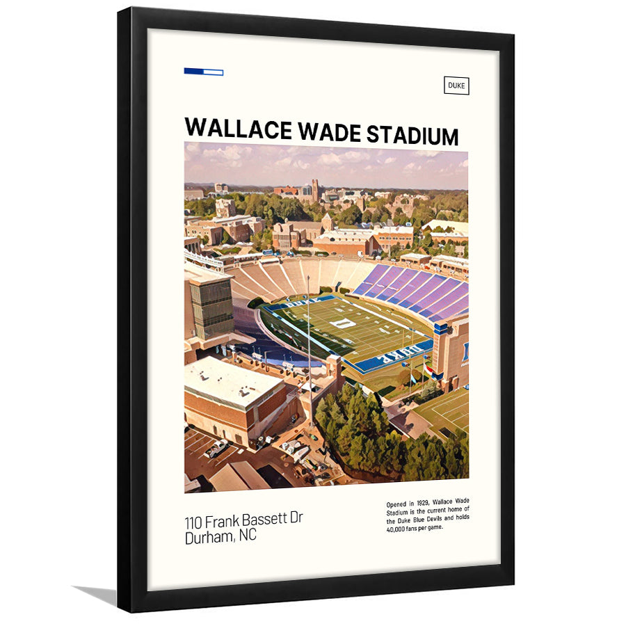 Wallace Wade Stadium Print, Duke Blue Devils Stadium Art, Gifts for him, Sport Art, Framed Art Print Wall Decor