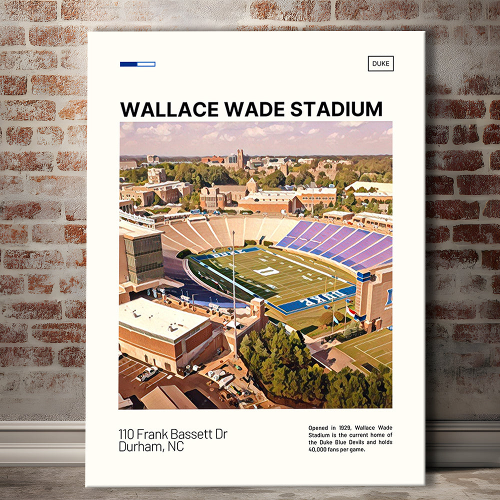 Wallace Wade Stadium Print, Duke Blue Devils Stadium Canvas Art, Fan Gifts, Sport Art, Canvas Print Wall Art
