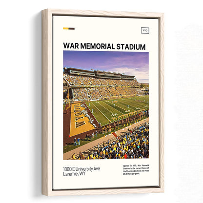 War Memorial Stadium Print, Wyoming Cowboys Stadium Canvas Art, Man Cave Gift, Floating Framed Canvas Print Wall Art