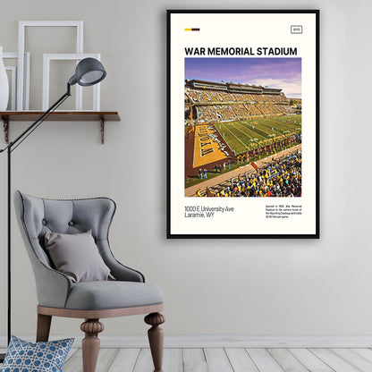 War Memorial Stadium Print, Wyoming Cowboys Stadium Canvas Art, Man Cave Gift, Floating Framed Canvas Print Wall Art
