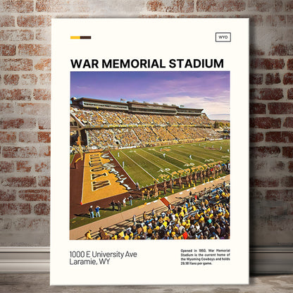 War Memorial Stadium Print, Wyoming Cowboys Stadium Canvas Art, Fan Gifts, Sport Art, Canvas Print Wall Art
