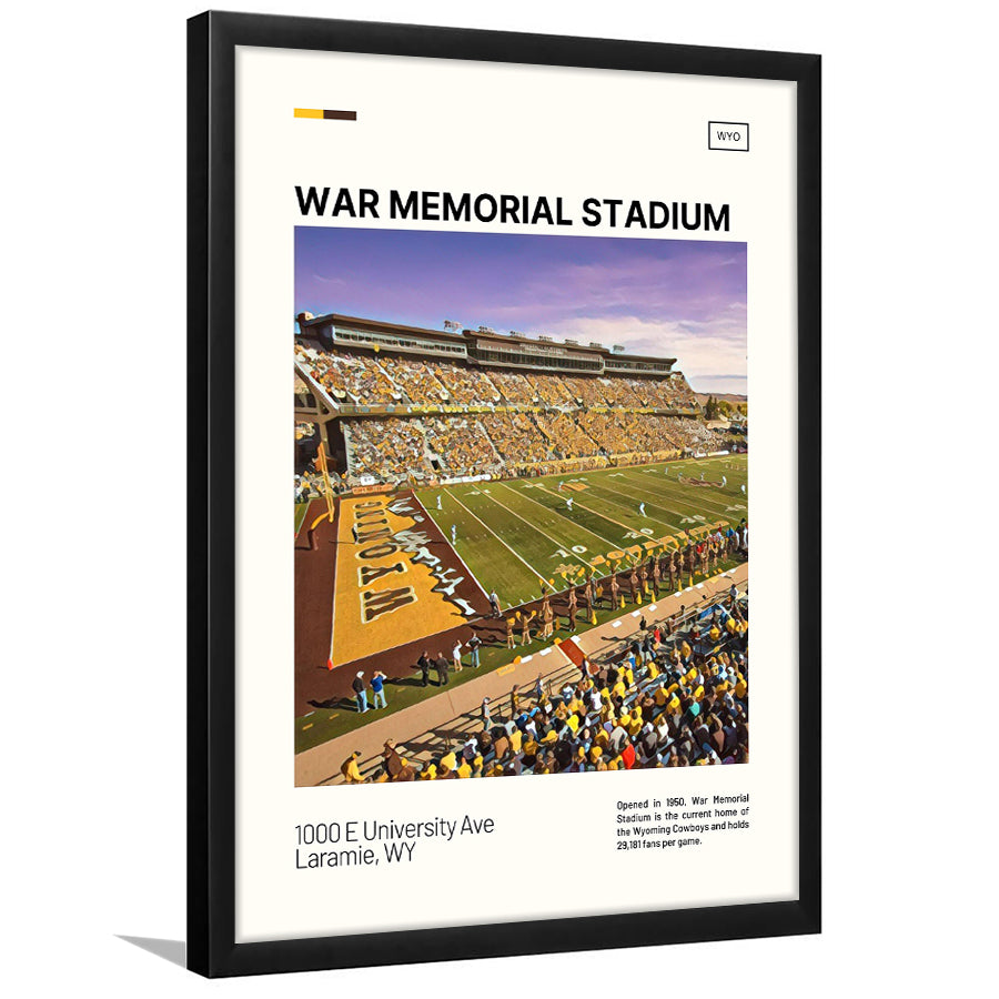 War Memorial Stadium Print, Wyoming Cowboys Stadium Art, Gifts for him, Sport Art, Framed Art Print Wall Decor
