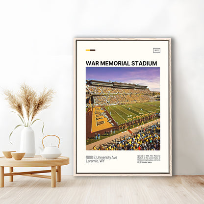 War Memorial Stadium Print, Wyoming Cowboys Stadium Canvas Art, Man Cave Gift, Floating Framed Canvas Print Wall Art