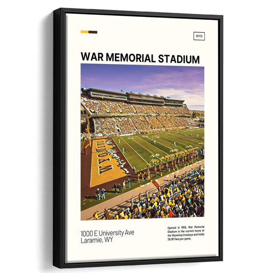 War Memorial Stadium Print, Wyoming Cowboys Stadium Canvas Art, Man Cave Gift, Floating Framed Canvas Print Wall Art