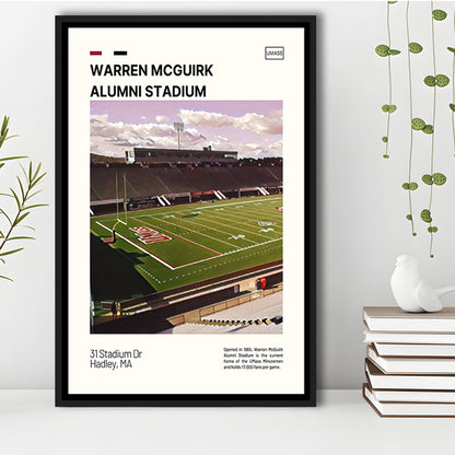 Warren McGuirk Alumni Stadium Print, UMass Minutemen Stadium Art, Man Cave Gift, Floating Framed Canvas Print Wall Art
