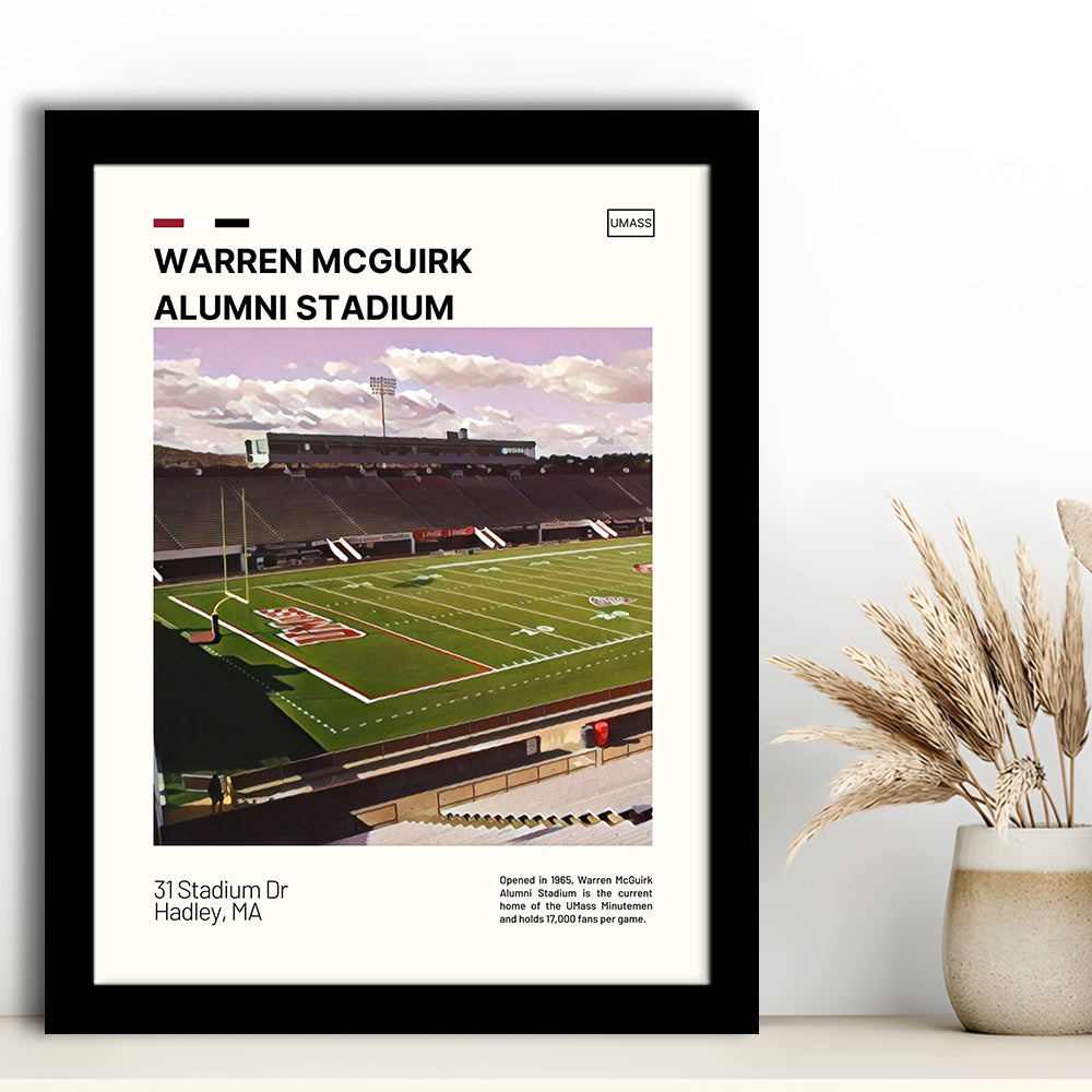 Warren McGuirk Alumni Stadium Print, UMass Minutemen Stadium Art, Gifts for him, Sport Art, Framed Art Print Wall Decor