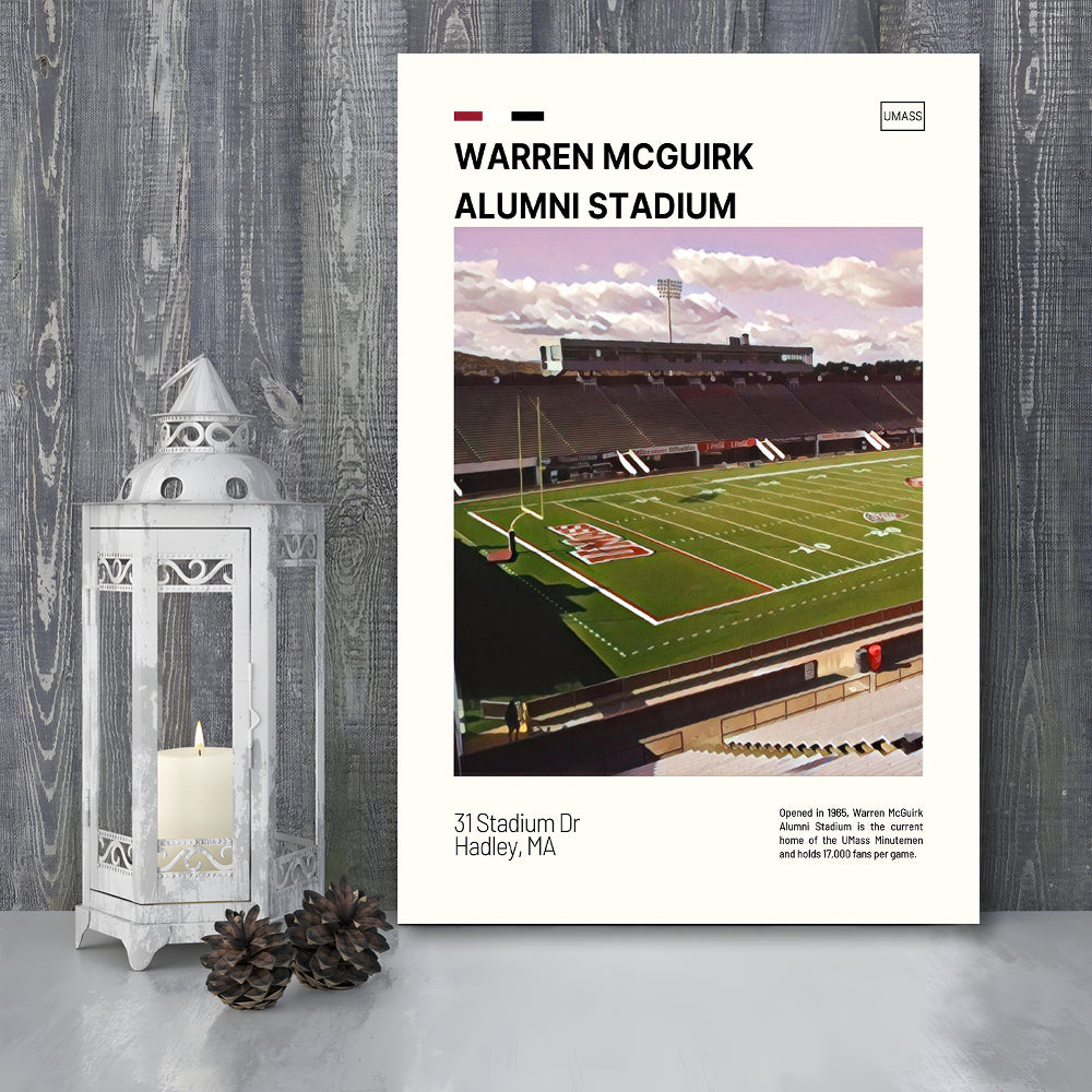 Warren McGuirk Alumni Stadium Print, UMass Minutemen Stadium Canvas Art, Fan Gifts, Sport Art, Canvas Print Wall Art