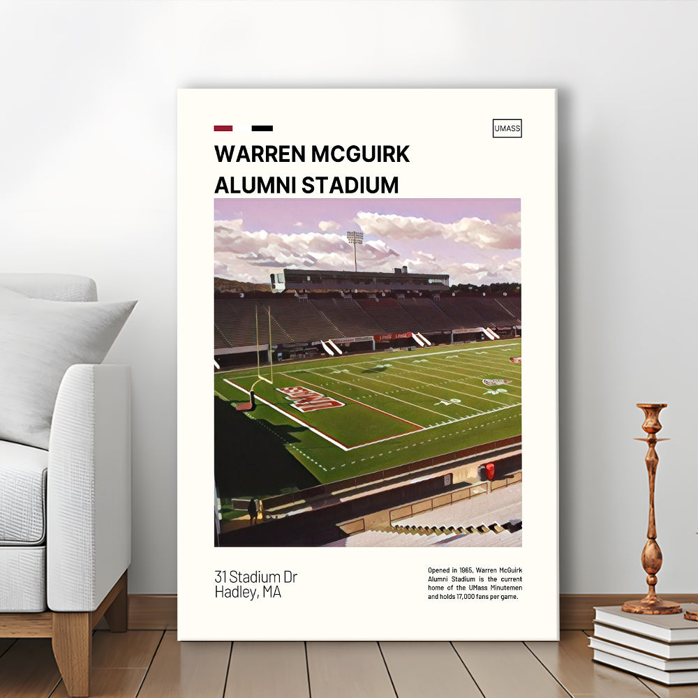 Warren McGuirk Alumni Stadium Print, UMass Minutemen Stadium Canvas Art, Fan Gifts, Sport Art, Canvas Print Wall Art