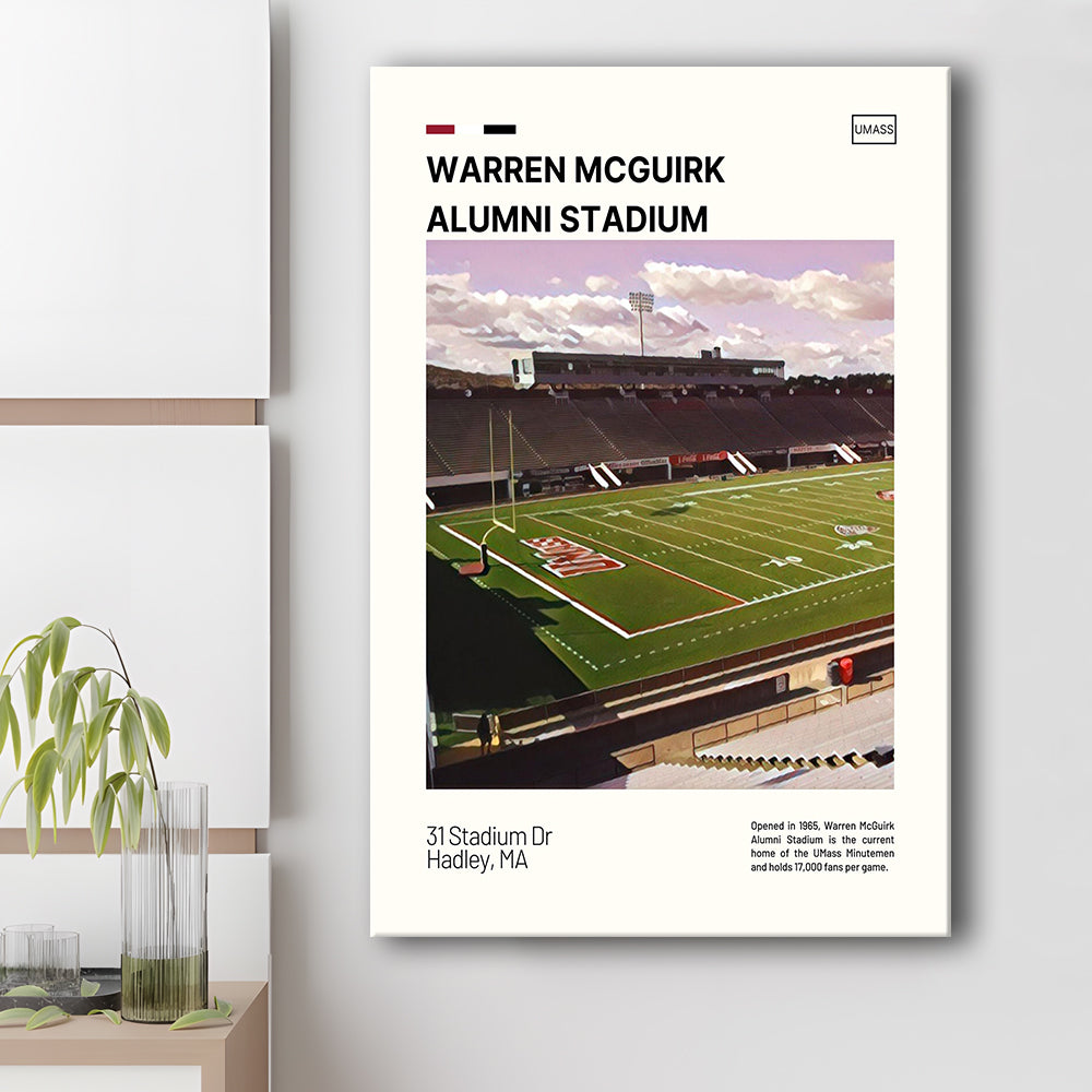 Warren McGuirk Alumni Stadium Print, UMass Minutemen Stadium Canvas Art, Fan Gifts, Sport Art, Canvas Print Wall Art