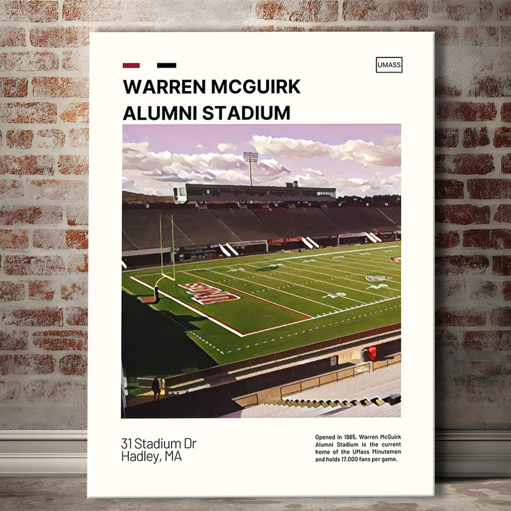 Warren McGuirk Alumni Stadium Print, UMass Minutemen Stadium Canvas Art, Fan Gifts, Sport Art, Canvas Print Wall Art