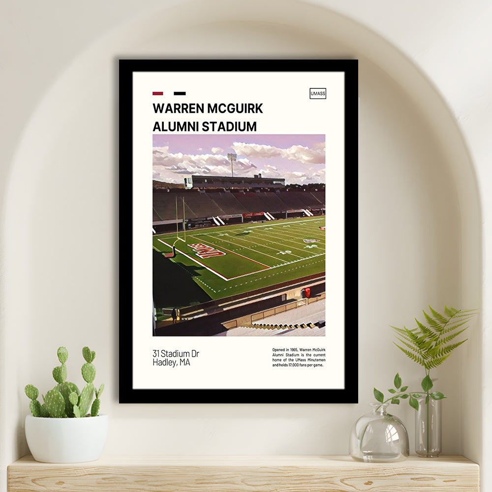 Warren McGuirk Alumni Stadium Print, UMass Minutemen Stadium Art, Gifts for him, Sport Art, Framed Art Print Wall Decor