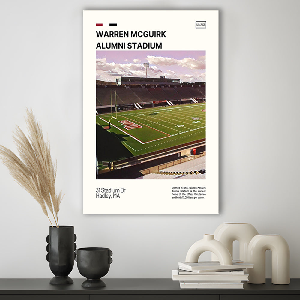 Warren McGuirk Alumni Stadium Print, UMass Minutemen Stadium Canvas Art, Fan Gifts, Sport Art, Canvas Print Wall Art